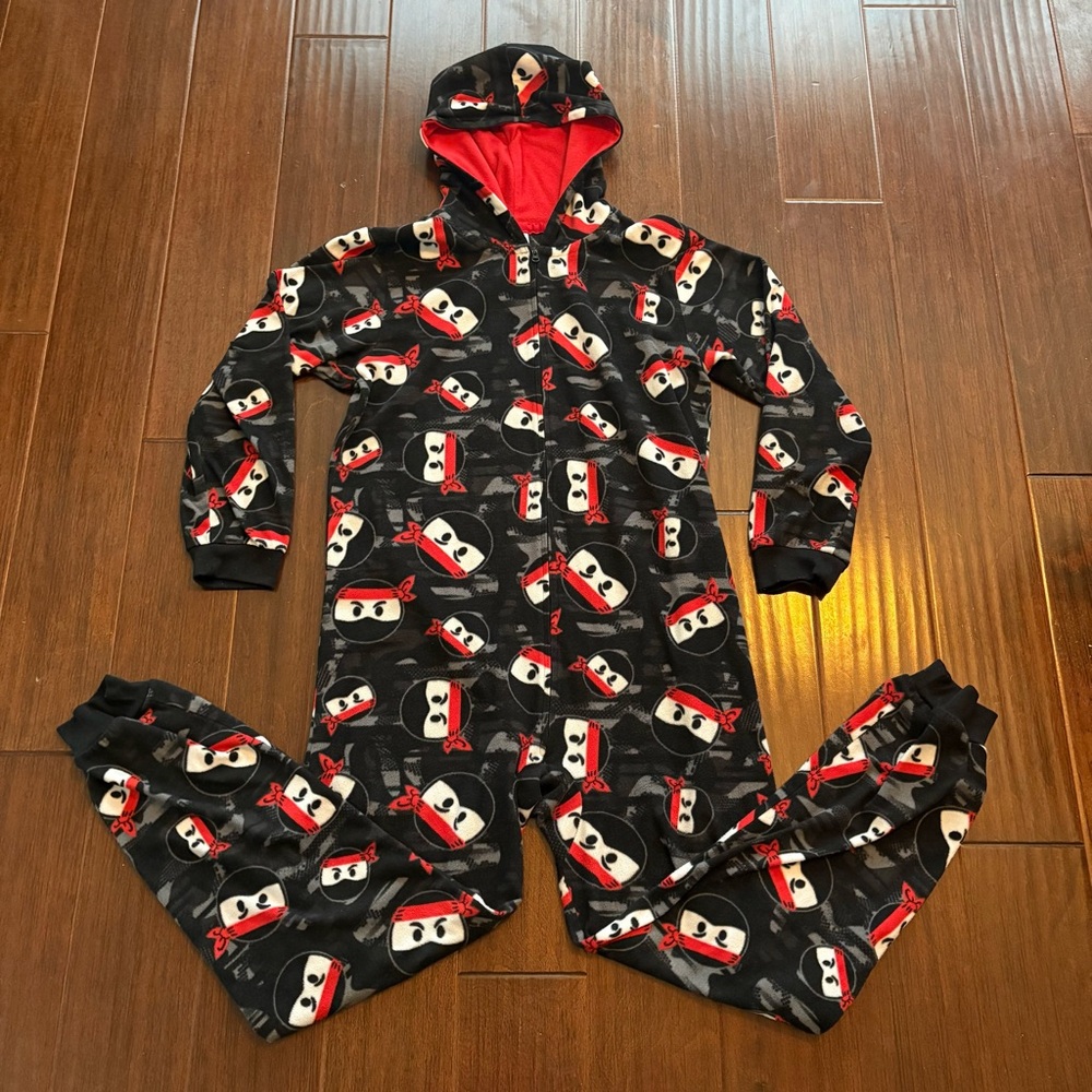Boys or Girls One Piece / Onesie Hooded Ninja Pajama - Children’s Place XXL (16)